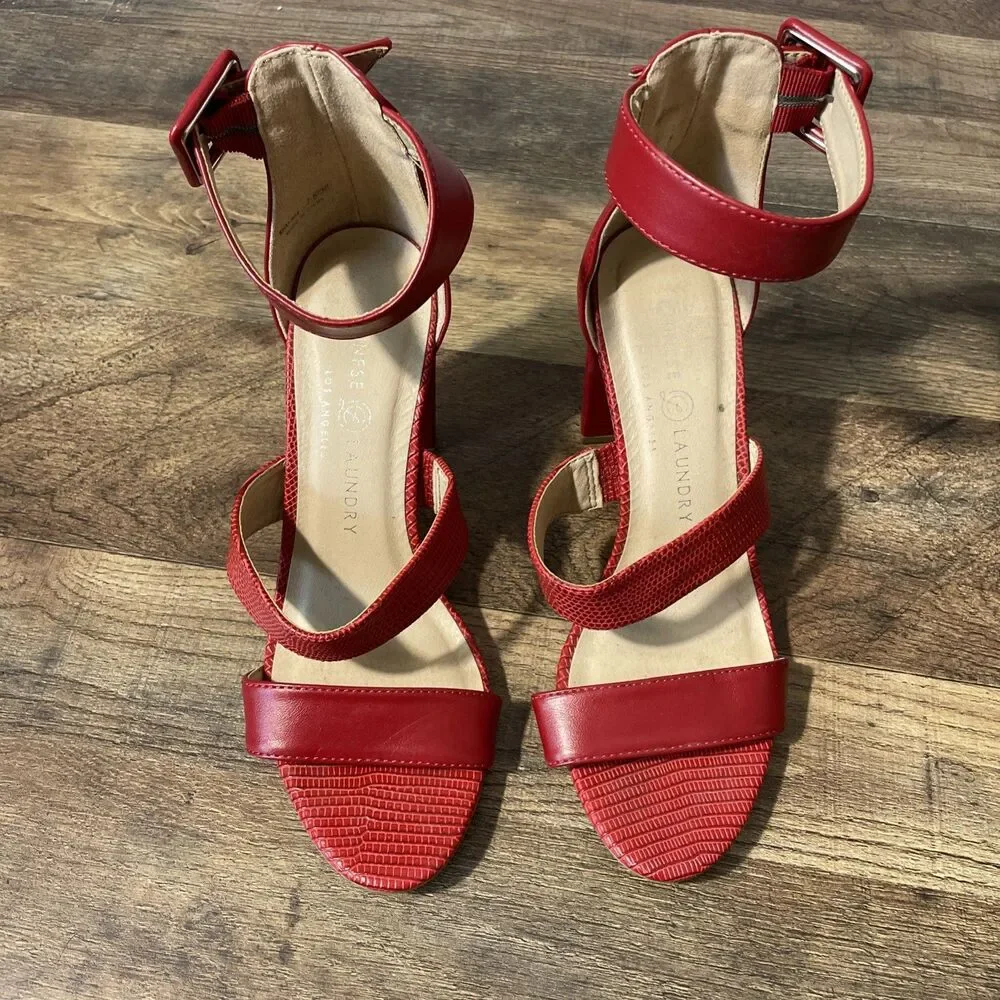 CHINESE LAUNDRY Women's Red High Heel Ankle Strap Sandals 7.5 Elegant Femenine
